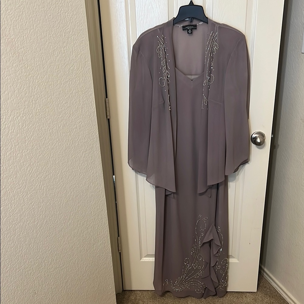 R&M Richards Maxi Dress with Jacket in Taupe